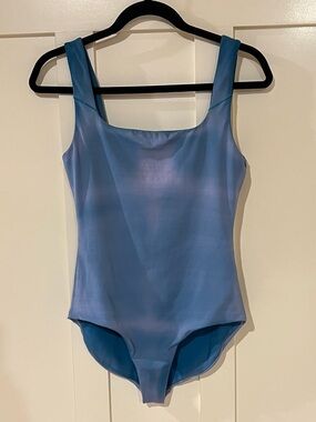 Alder Surfs Up Blue Purple Tie Dye One-Piece Swimsuit Square Neck Beach Medium